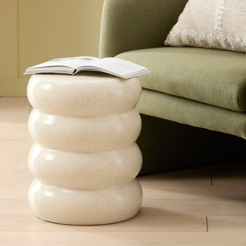 Ceramic Sand Ribbed Side Table