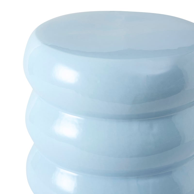 Ceramic Soft Blue Ribbed Side Table