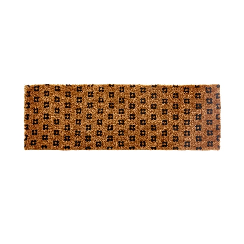 Coir Floral Mosaic Black Doormat