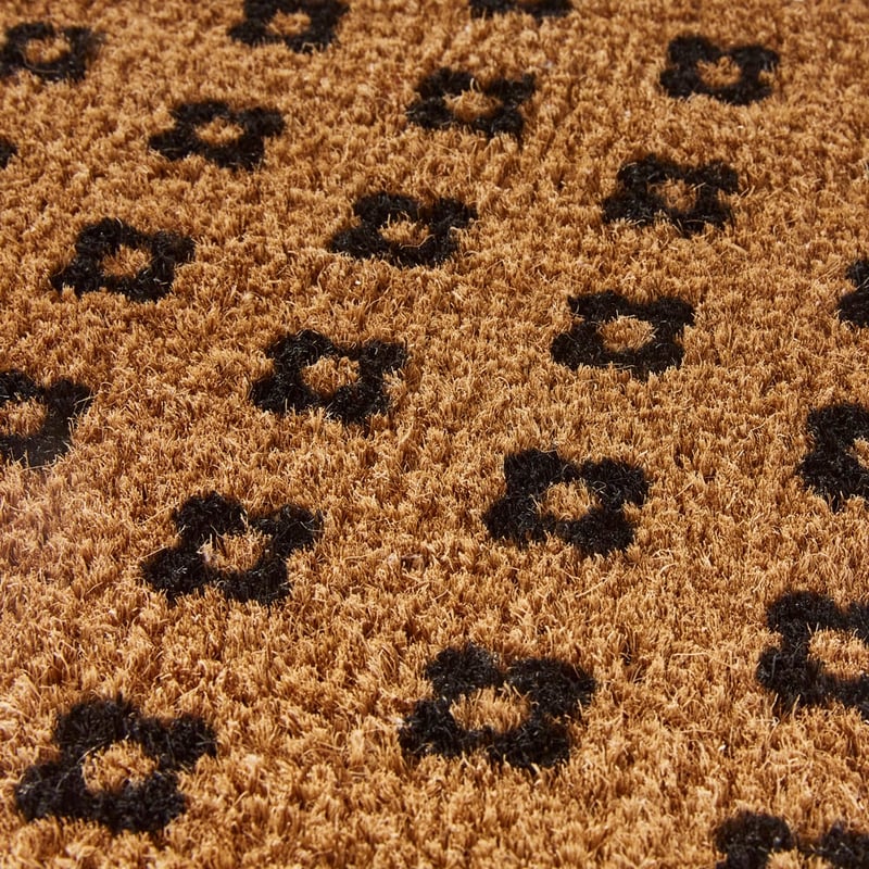 Coir Floral Mosaic Black Doormat