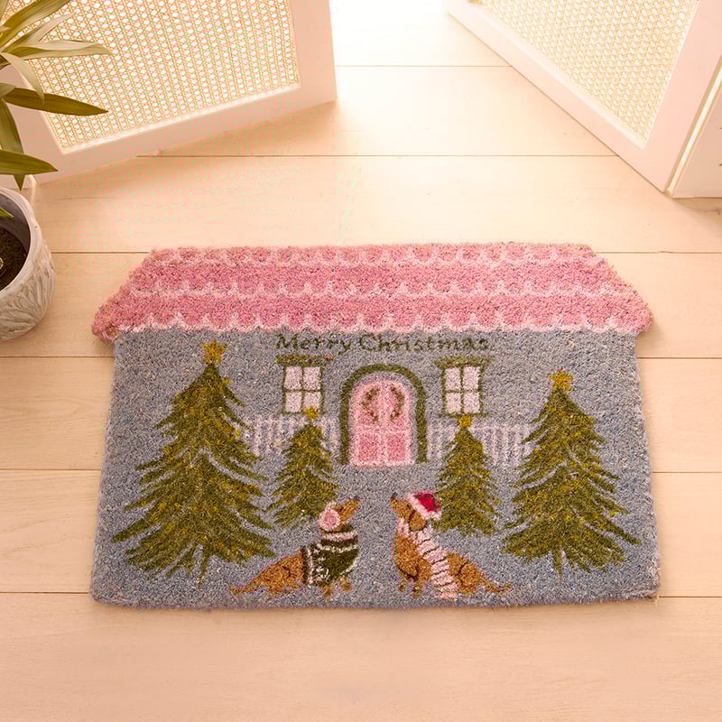 Coir Merry Christmas Dachshund Doormat