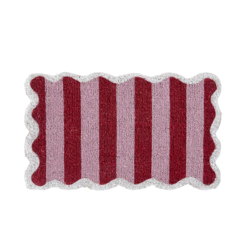 Coir Scallop Stripe Pink & Red Doormat