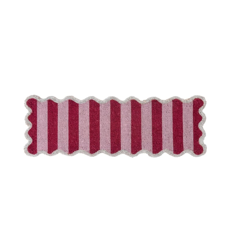 Coir Scallop Stripe Pink & Red Long Doormat