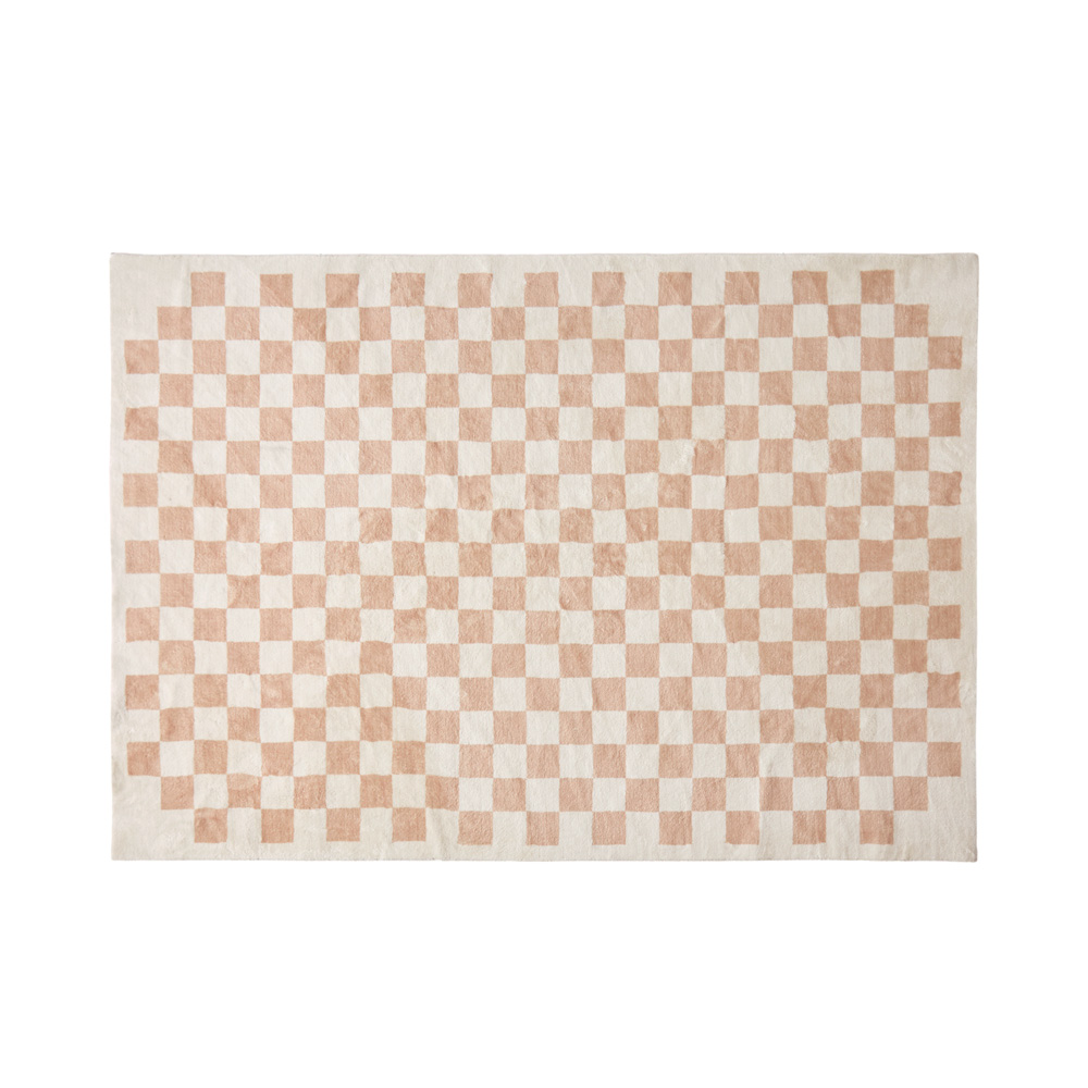 Supersoft Checkerboard Nude Washable Rug