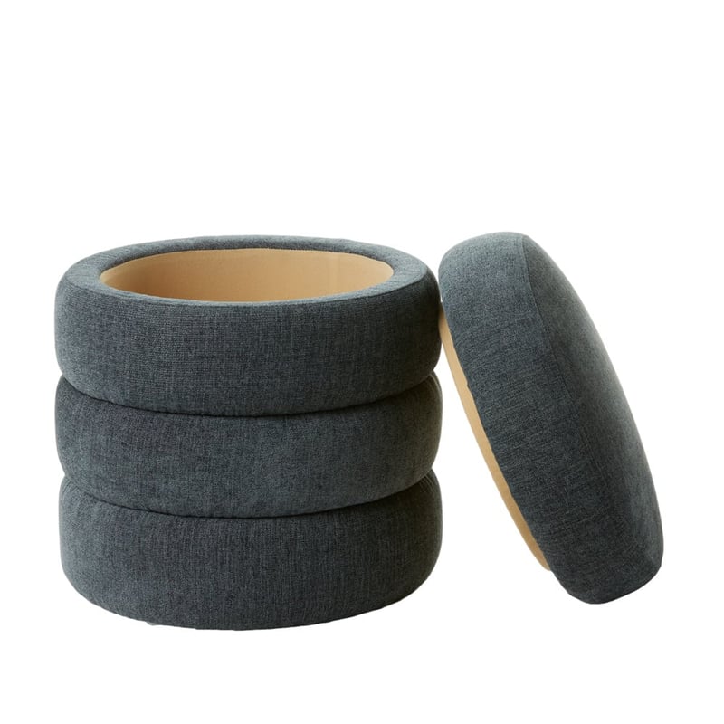 Memphis Steel Blue Storage Ottoman