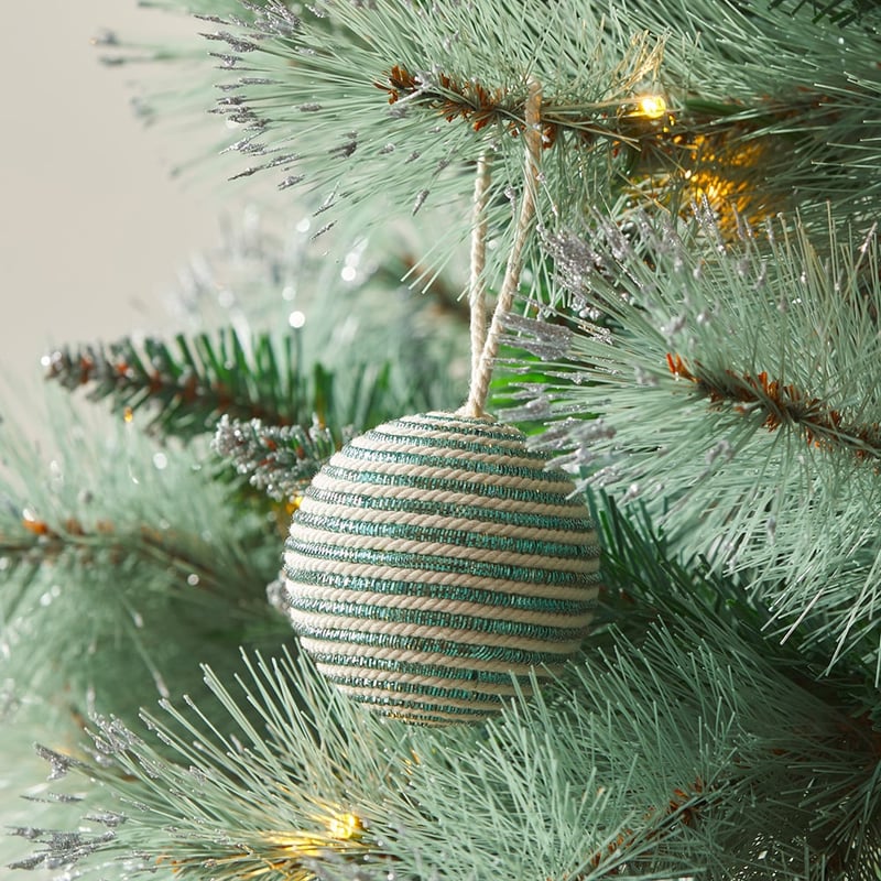 Metallic Natural & Aqua Stripe Bauble