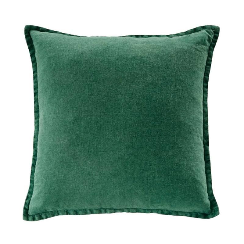 Belgian Antique Green Vintage Washed Linen Cushion