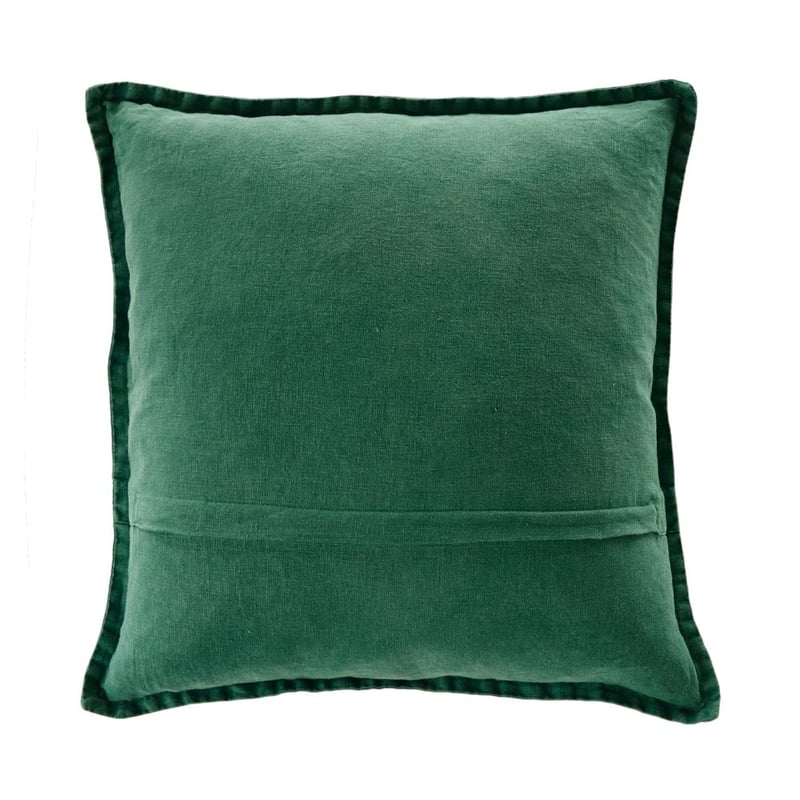 Belgian Antique Green Vintage Washed Linen Cushion