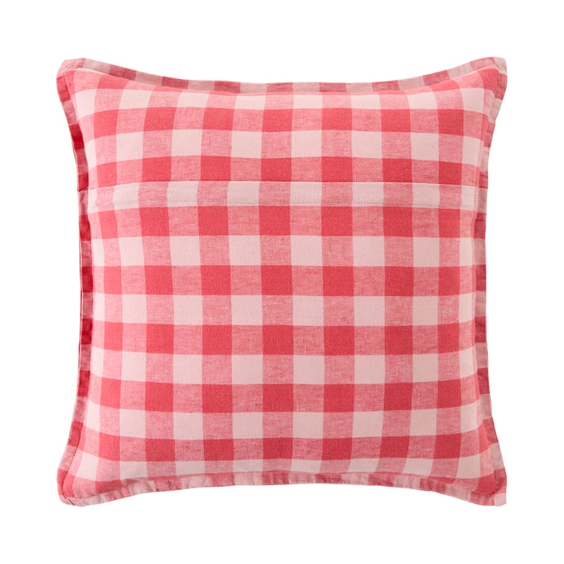 Belgian Red & Pink Check Vintage Washed Linen Cushion