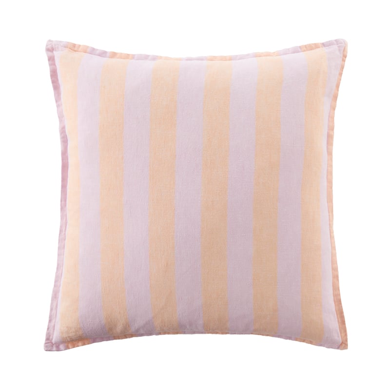 Belgian Orchid & Apricot Stripe Vintage Washed Linen Cushion