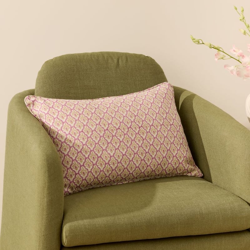 Delhi Woodblock Mini Fan Linen Cushion