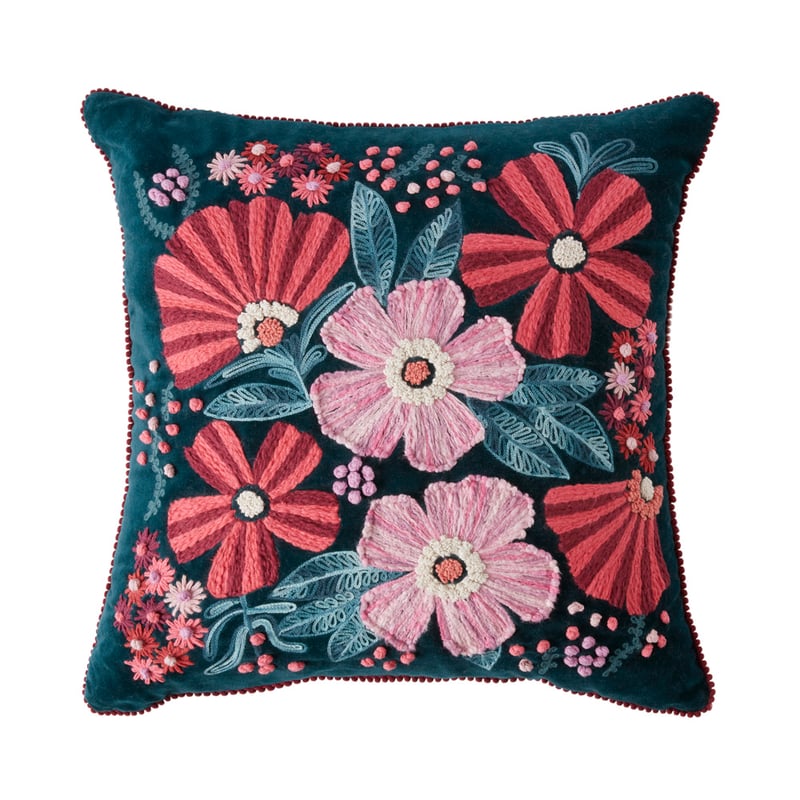 Berry Field Teal Cushion