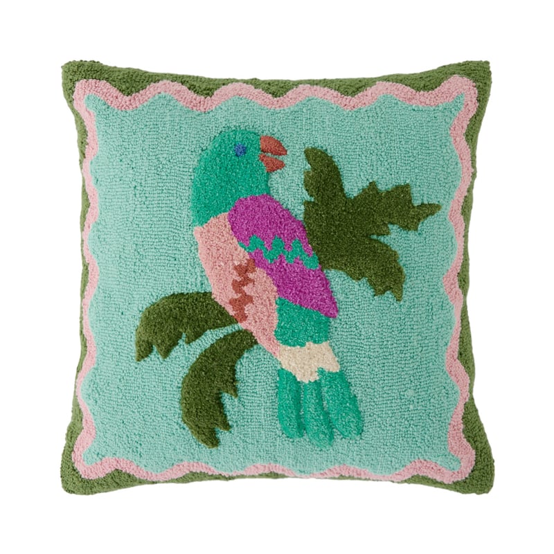 Tropical Bird Green Cushion