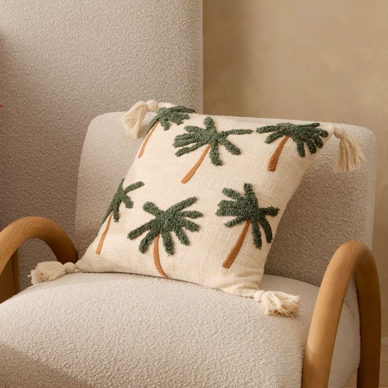 Palm Green Tufted Cushion