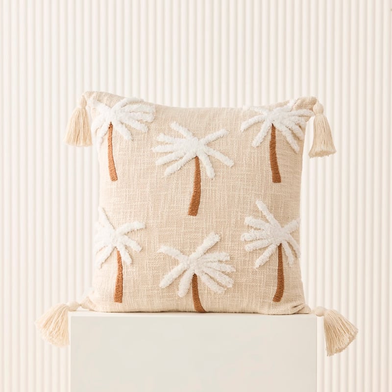 Palm White Tufted Cushion