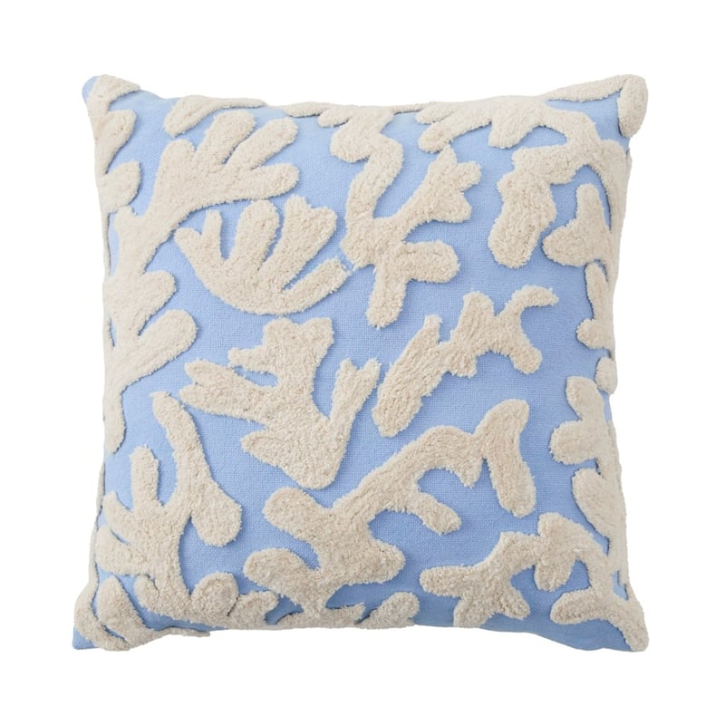 Coral Blue Tufted Cushion