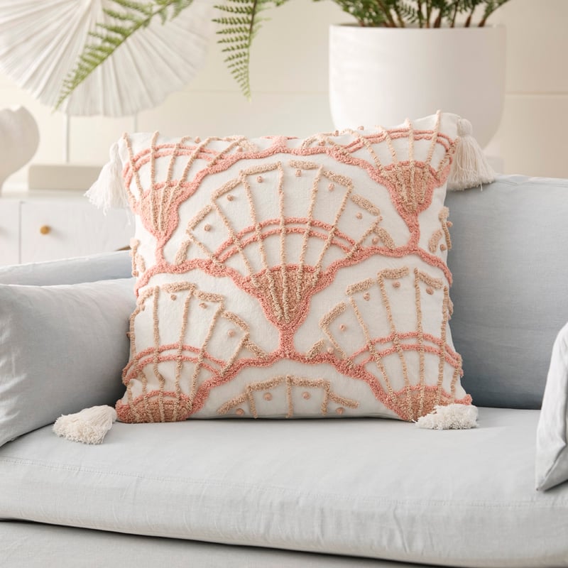Clamshell Pink Tufted Cushion