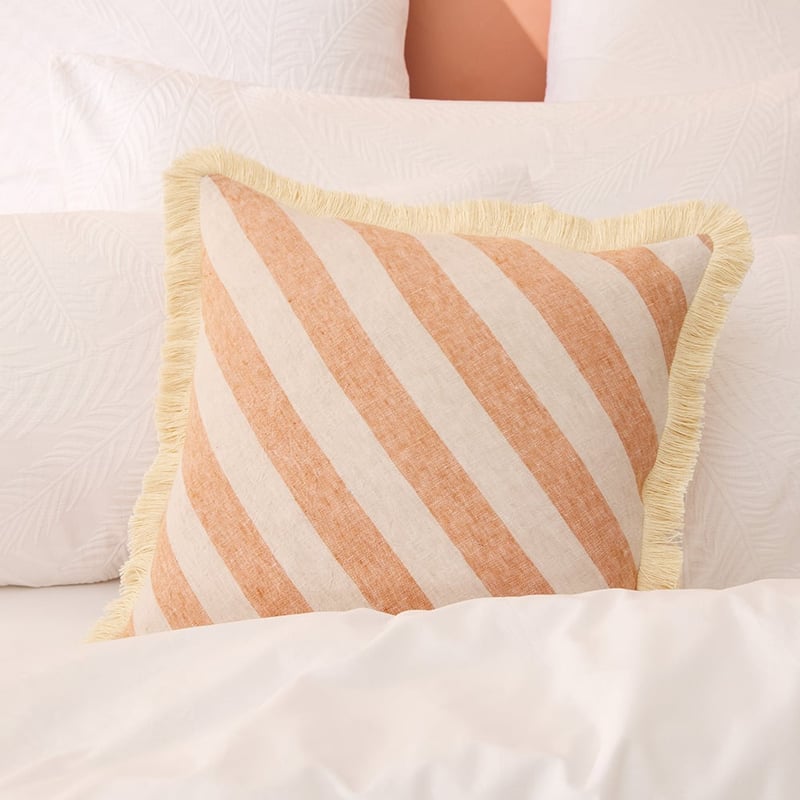 Lillie Natural & Pecan Diagonal Stripe Cushion