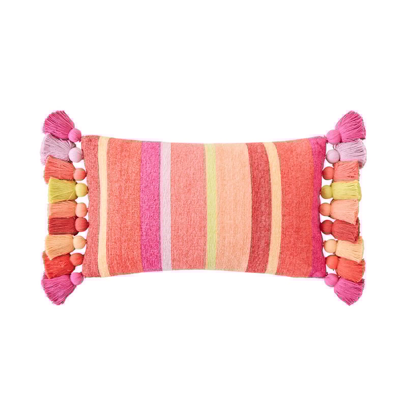 Sunset Fiesta Red & Peach Stripe Cushion