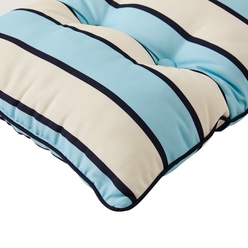 Blue Stripe Outdoor Bench Seat Cushion