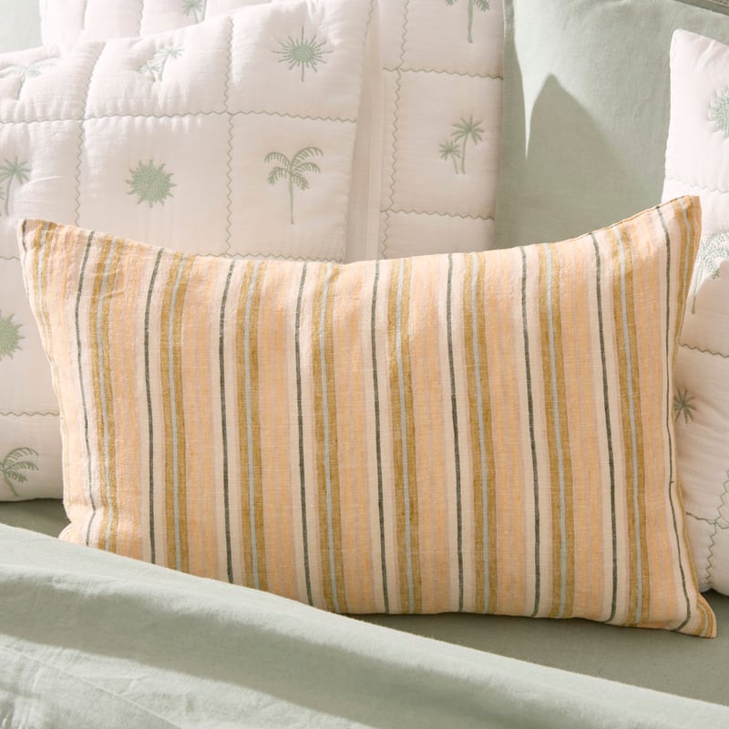 Summer Apricot & Green Stripe Cushion