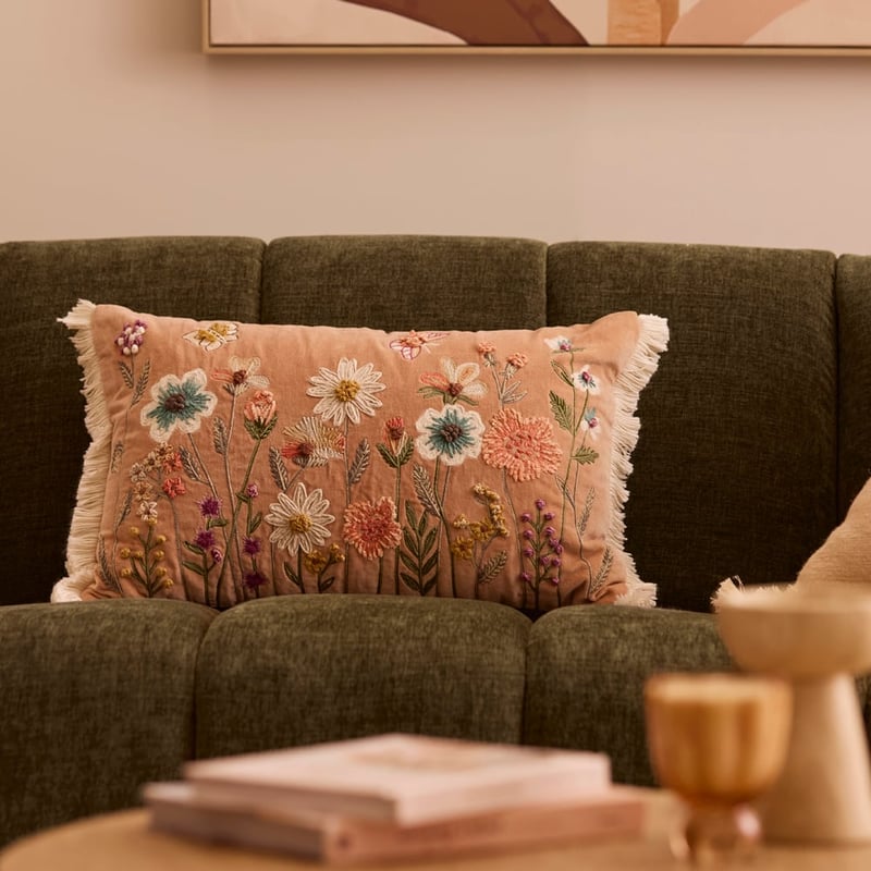 Arabella Soft Pecan Floral Cushion