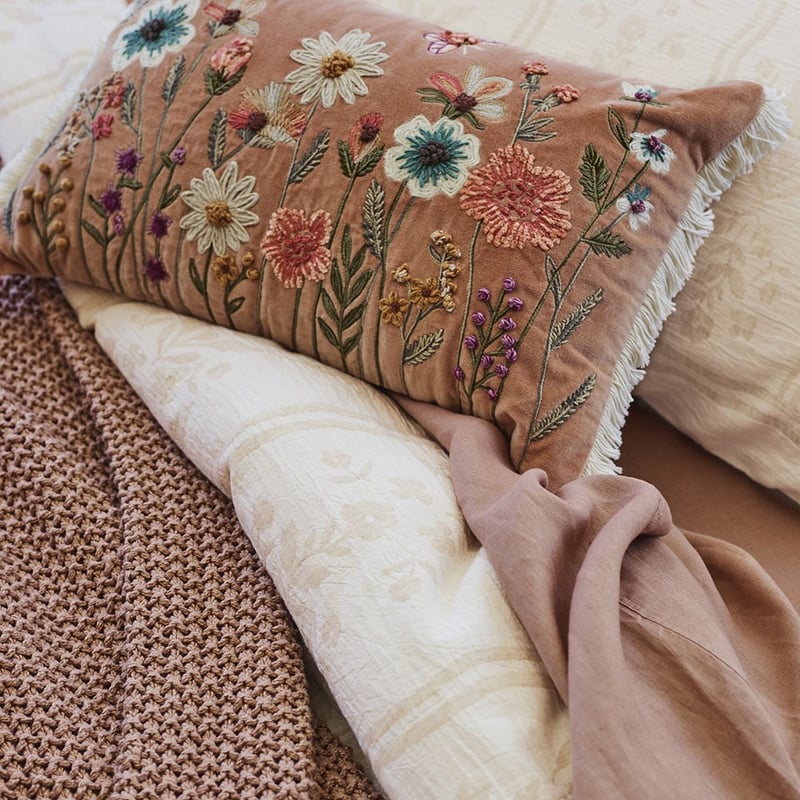 Arabella Soft Pecan Floral Cushion