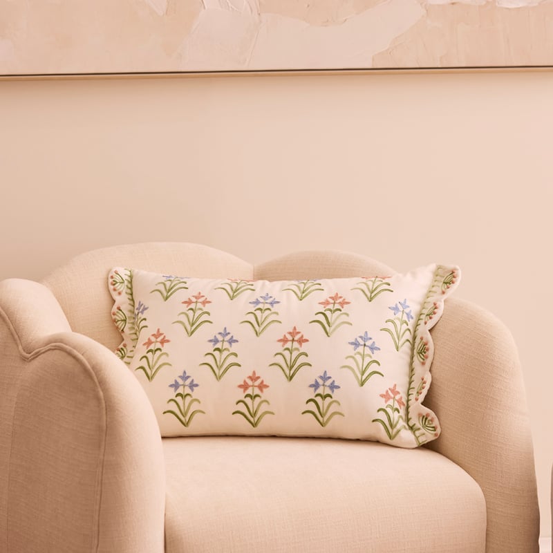 Chessie White Floral Cushion