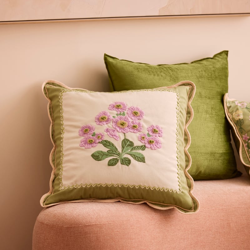 Garden House Velvet Bouquet Green Cushion