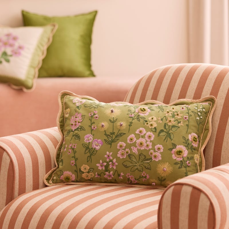 Garden House Velvet Garden Green Cushion