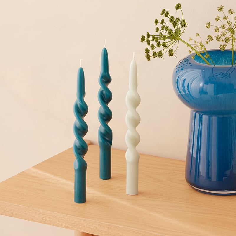 Goldie Teal Taper Candles Pack of 3