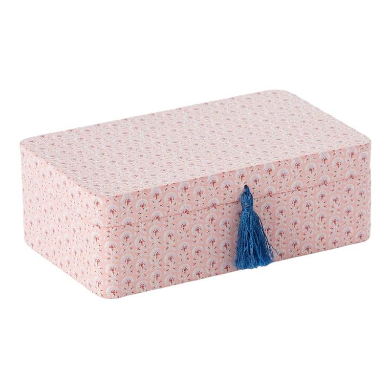Woodblock Pink Floral Jewellery Box