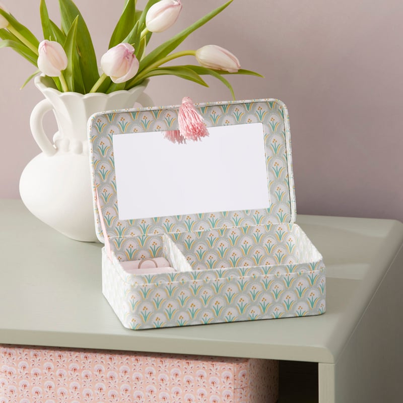 Woodblock Sage Floral Jewellery Box