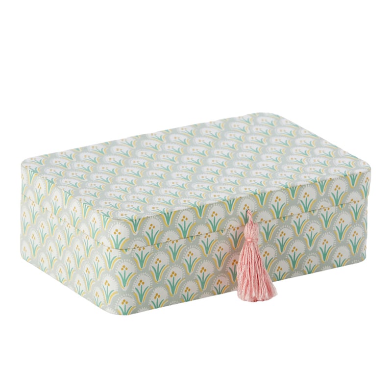 Woodblock Sage Floral Jewellery Box