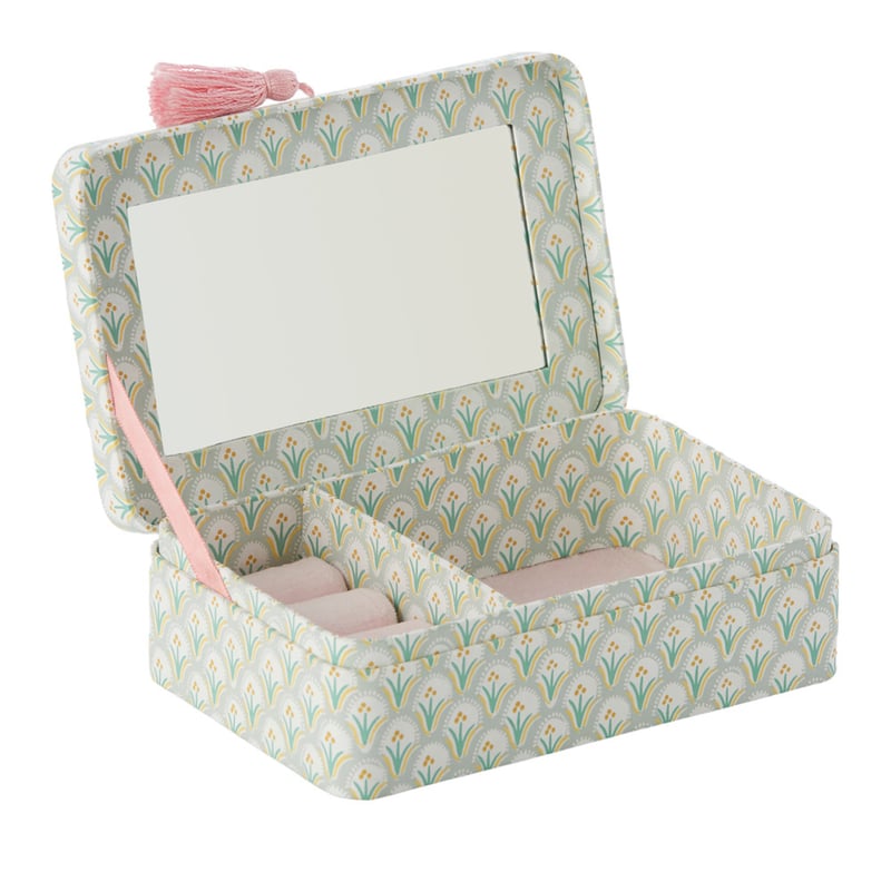 Woodblock Sage Floral Jewellery Box