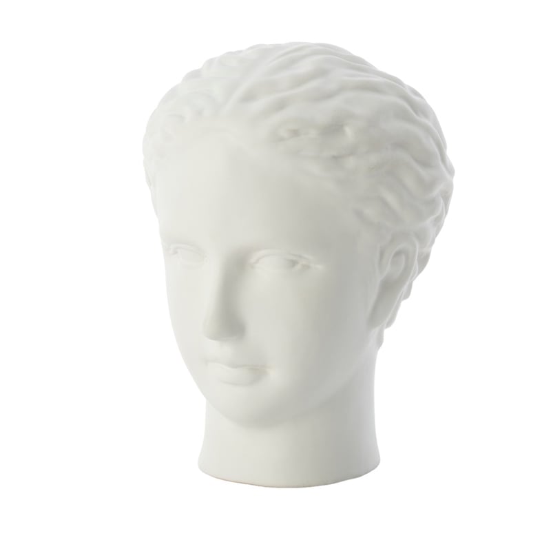 Lucia White Leather Head Sculpture