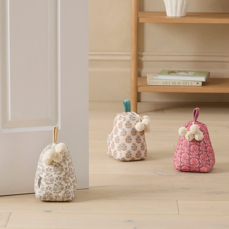 Woodblock Blue Daisy Door Stop