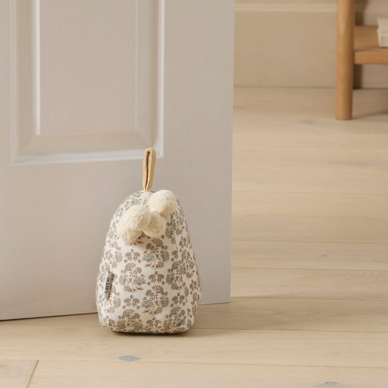 Woodblock Natural Floral Door Stop