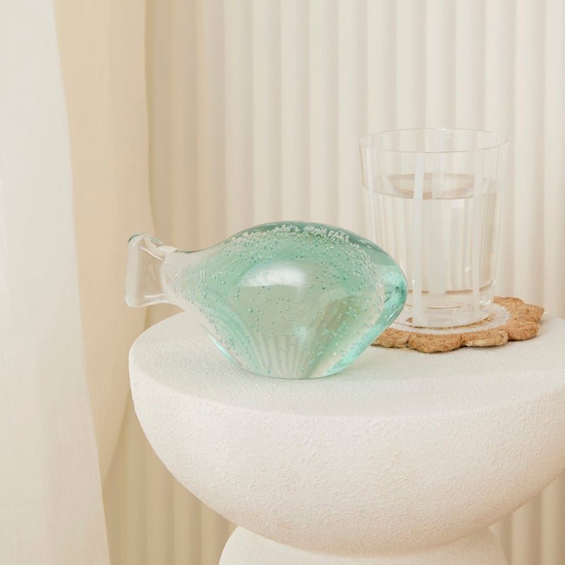 Glass Fish Clear & Green Ornament