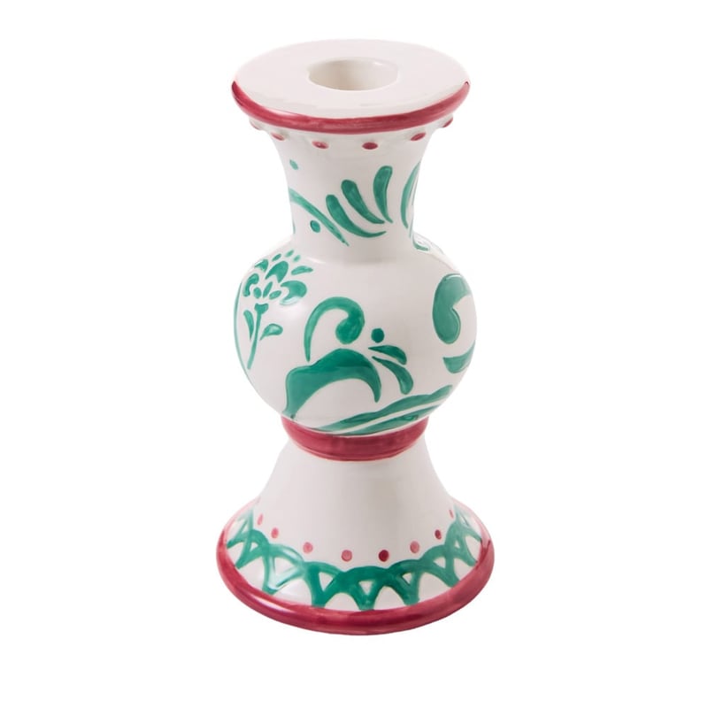Aruba Green & Pink Handpainted Candleholder