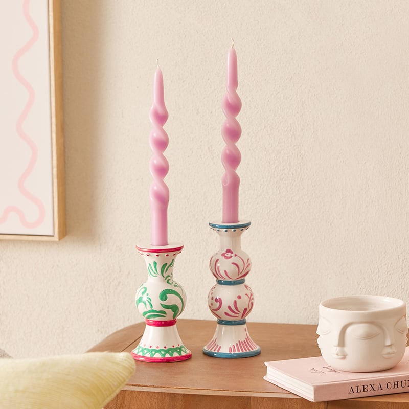 Aruba Purple & Blue Handpainted Candleholder