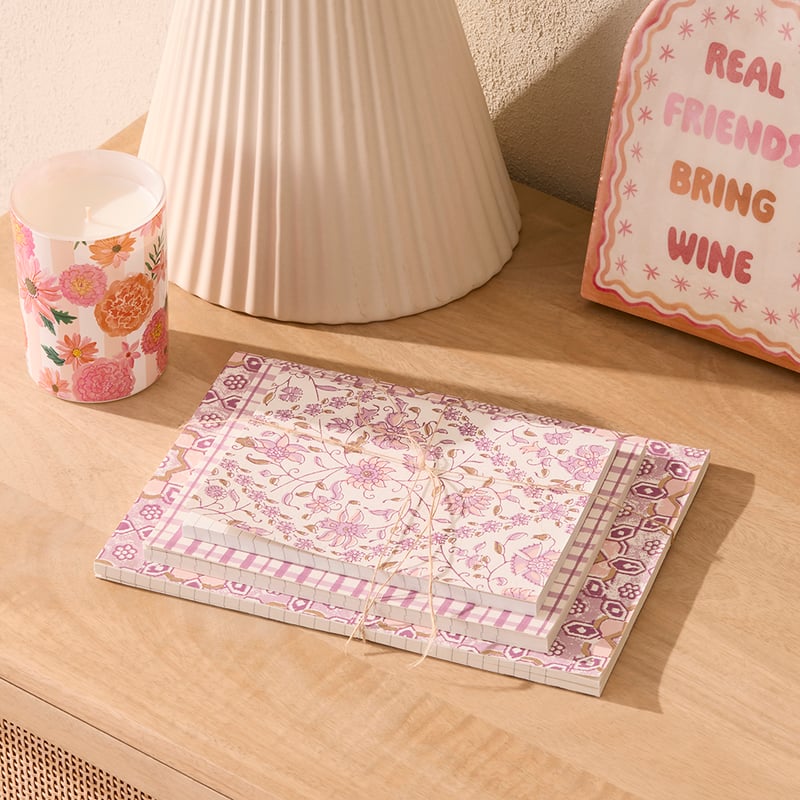 Lilac Block Printed Note Book Set