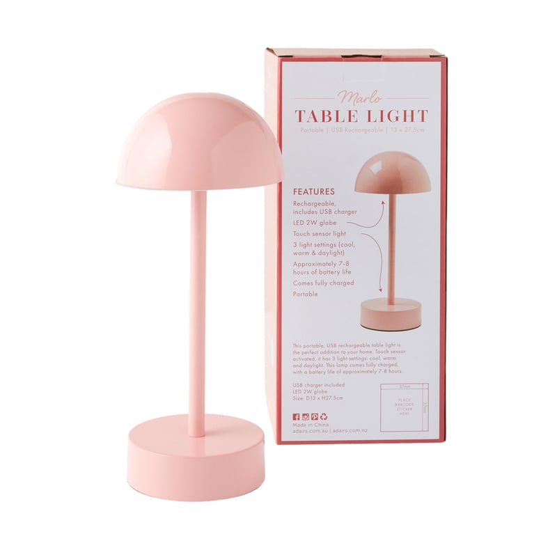 Marlo Pink USB Rechargeable Touch Table Light