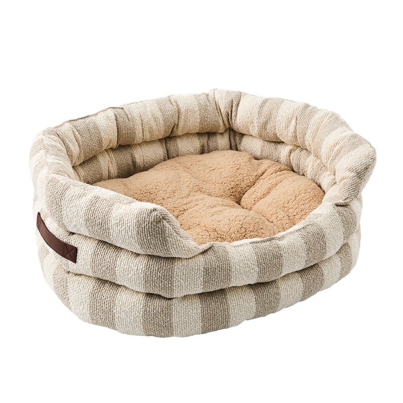 Ziggy White & Natural Stripe Pet Bed