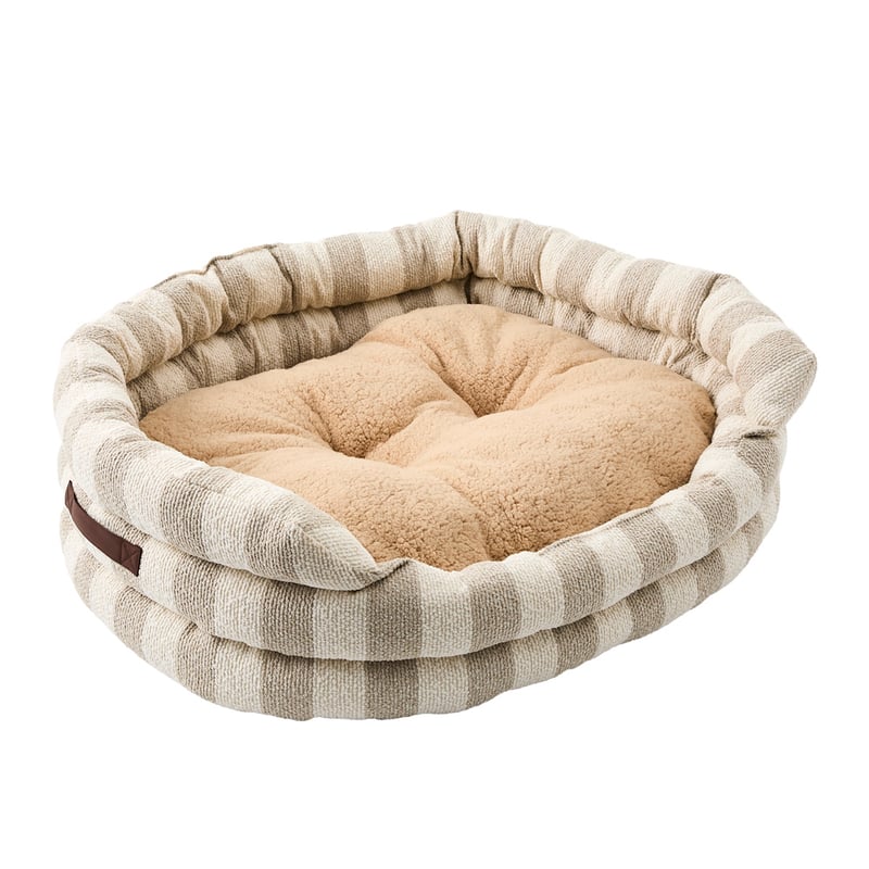 Ziggy White & Natural Stripe Pet Bed