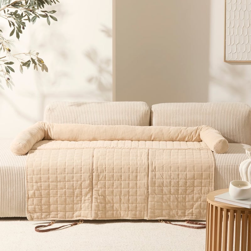 Maisy Biscuit Corduroy Double Fold-Out Pet Bed