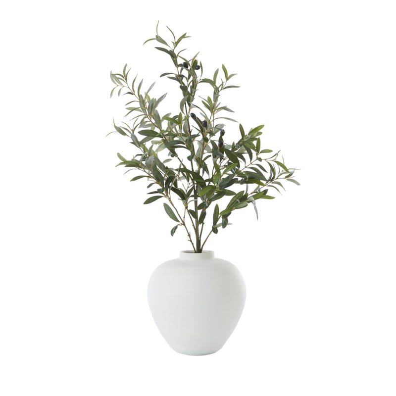 Green & White Olive Stem In Vase