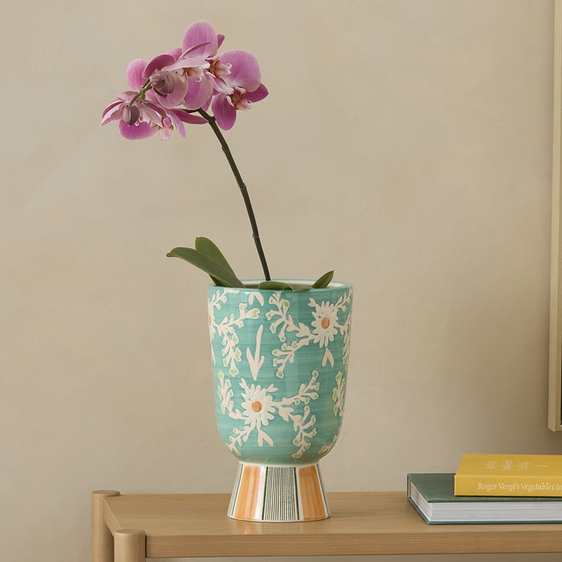 Fiore Teal Urn Vase