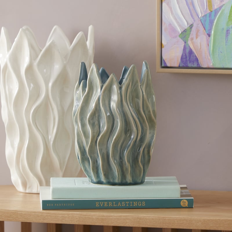 Ember Teal Crackle Vase