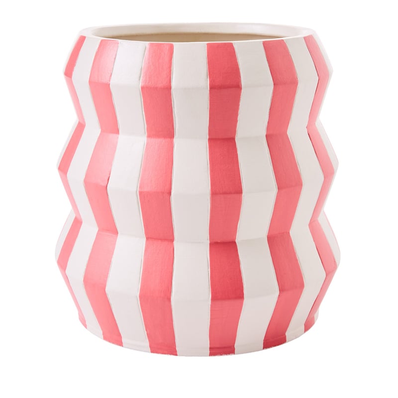 Maja Off White & Coral Stripe Pot
